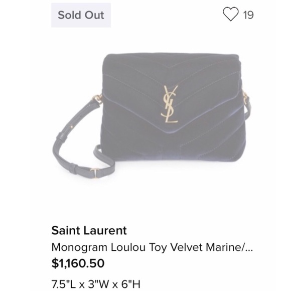 Saint Laurent Handbags - ❌SOLD❌NWT Saint Laurent Toy Loulou Velvet Bag